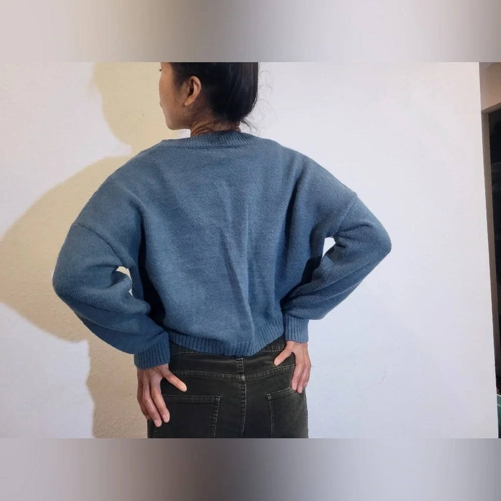 Witty Fox Ditzy Floral Crop Button Cardigan - Green - XL - Picture 4 of 14